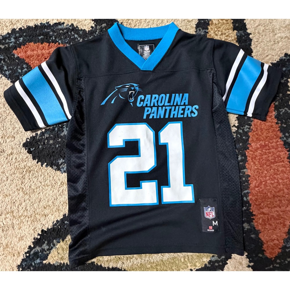 NFL Team Apparel Carolina Panthers Jeremy Chinn 21 Youth Jersey Black Medium 7/8